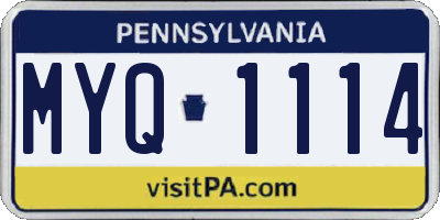 PA license plate MYQ1114