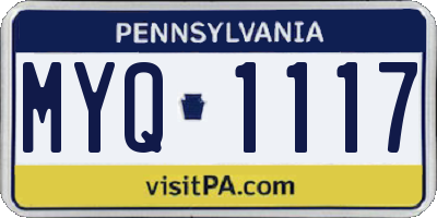 PA license plate MYQ1117