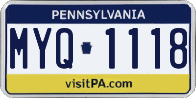 PA license plate MYQ1118
