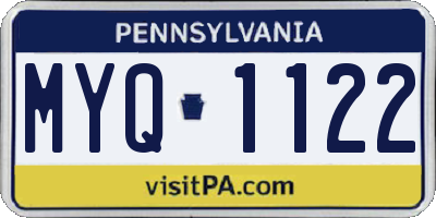 PA license plate MYQ1122