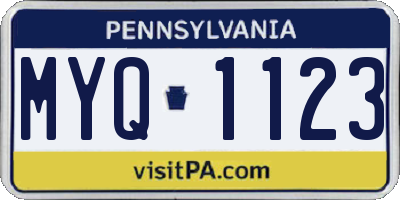 PA license plate MYQ1123