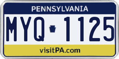 PA license plate MYQ1125