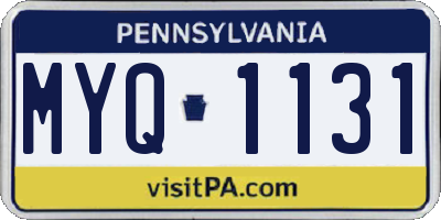 PA license plate MYQ1131