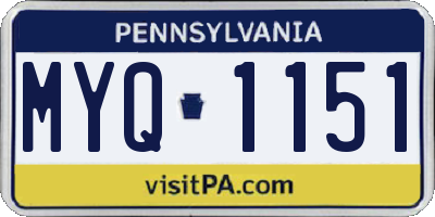 PA license plate MYQ1151