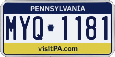 PA license plate MYQ1181