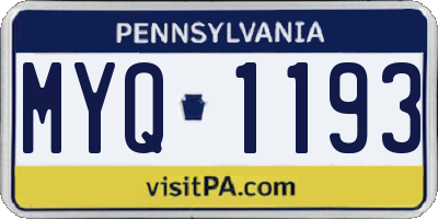 PA license plate MYQ1193
