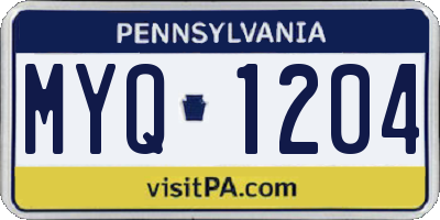 PA license plate MYQ1204