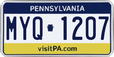 PA license plate MYQ1207