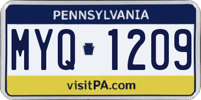 PA license plate MYQ1209