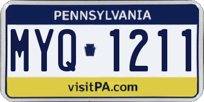 PA license plate MYQ1211