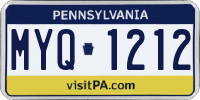 PA license plate MYQ1212