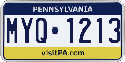 PA license plate MYQ1213