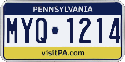PA license plate MYQ1214