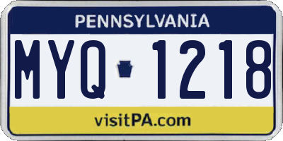 PA license plate MYQ1218