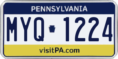 PA license plate MYQ1224