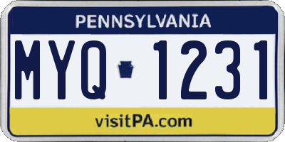 PA license plate MYQ1231
