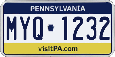 PA license plate MYQ1232