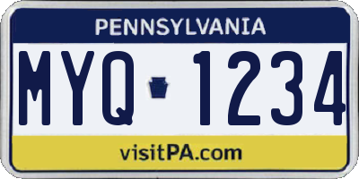 PA license plate MYQ1234
