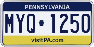 PA license plate MYQ1250
