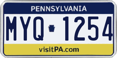 PA license plate MYQ1254