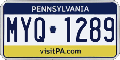 PA license plate MYQ1289