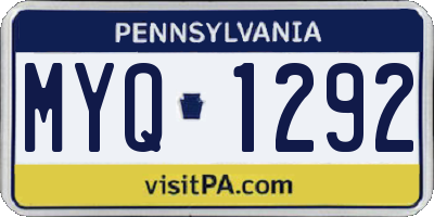 PA license plate MYQ1292