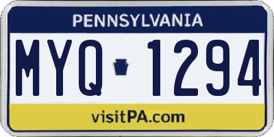 PA license plate MYQ1294