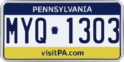 PA license plate MYQ1303