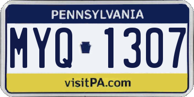 PA license plate MYQ1307