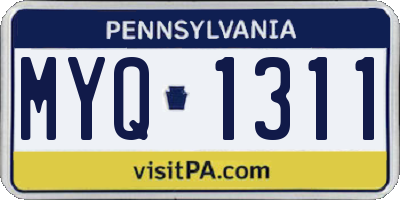 PA license plate MYQ1311