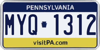 PA license plate MYQ1312