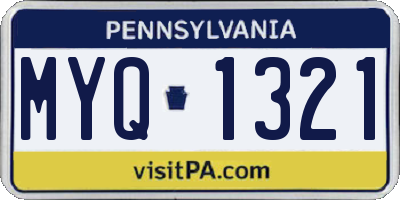 PA license plate MYQ1321