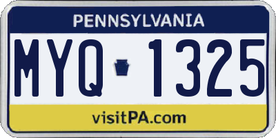 PA license plate MYQ1325