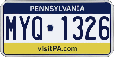 PA license plate MYQ1326