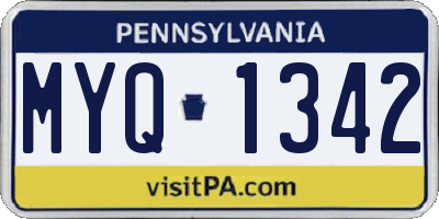 PA license plate MYQ1342