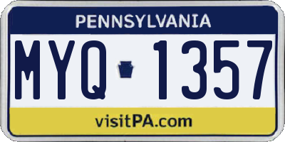 PA license plate MYQ1357