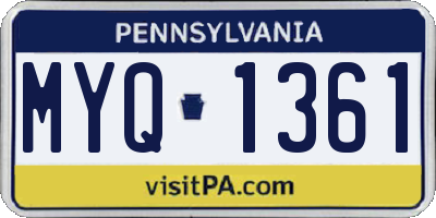 PA license plate MYQ1361