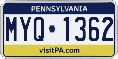 PA license plate MYQ1362