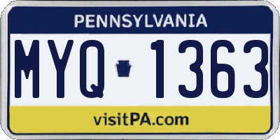PA license plate MYQ1363