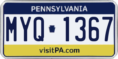 PA license plate MYQ1367
