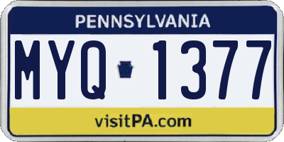 PA license plate MYQ1377