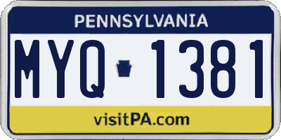 PA license plate MYQ1381