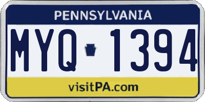 PA license plate MYQ1394