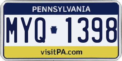 PA license plate MYQ1398