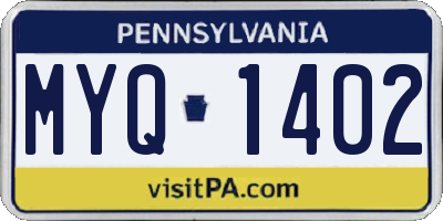 PA license plate MYQ1402