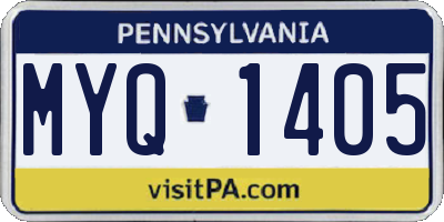 PA license plate MYQ1405