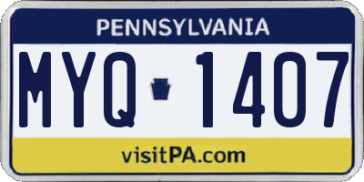 PA license plate MYQ1407