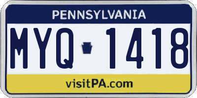 PA license plate MYQ1418