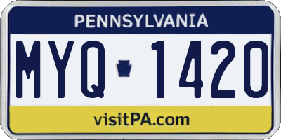 PA license plate MYQ1420