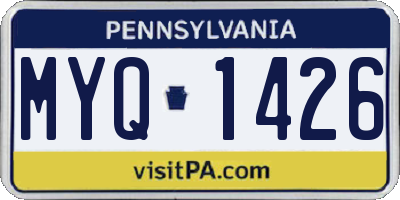 PA license plate MYQ1426
